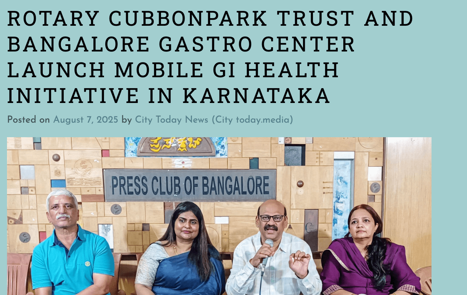 Rotary Cubbonpark Trust Launches Mobile GI Health Initiative...